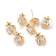 Brass Micro Pave Cubic Zirconia Stud Earrings EJEW-F243-01G