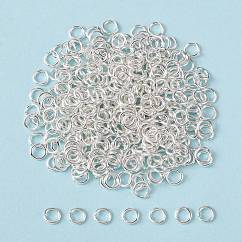 Latón anillos del salto abierto, redondo, sin plomo y el níquel, plata, 6x1mm, 18 diámetro, diámetro interior: 4 mm, aproximamente 4160 unidades / 500 g
