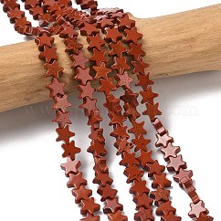 Los abalorios rojos jaspe hebras naturales, estrella, 6x6x2mm, agujero: 0.7 mm, aproximamente 72 pcs / cadena, 14.96'' (38 cm)