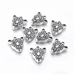 Сплавочные подвески тибетского стиля, без кадмия, без никеля и без свинца, леопард, античное серебро, 20x18x5 мм, отверстие : 2 мм