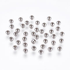 Anlaufgeschützte, runde Abstandsperlen aus Edelstahl 304, Metallfunde für Schmuckzubehör, Edelstahl Farbe, 4 mm, Bohrung: 1.5 mm