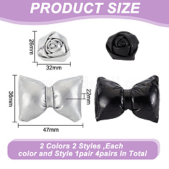 4 пара 4 стилей пряжек для обуви из искусственной кожи AJEW-FG0004-56