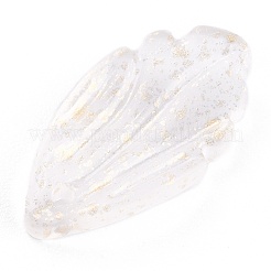 クリアガラスペンダント  金箔  花弁  透明  18x10x3mm  穴：1.2mm&nbsp;GLAA-H102-B03