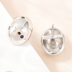 Pendientes ovalados de latón con micro circonitas cúbicas engastadas&nbsp;EJEW-Z164-17P-02