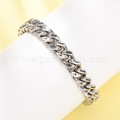 Bracelets en acier inoxydable 304 gravés d'une bête et d'une croix chrétienne inversée&nbsp;BJEW-F529-17P