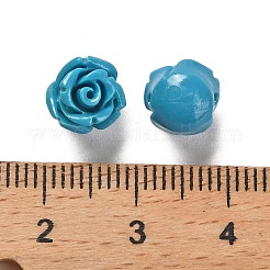 合成サンゴ刻まれたビーズ  染め  花  ディープスカイブルー  8.5x8.5x8mm  穴：1.2mm&nbsp;CORA-H003-01B-28