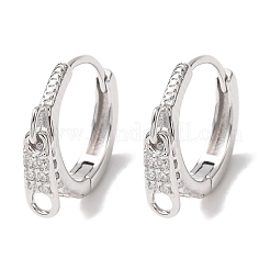 Серьги-кольца из стерлингового серебра с микропаве из прозрачных кубических цирконий с застежкой-молнией 925&nbsp;EJEW-K317-01P