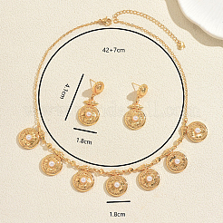 Set di orecchini pendenti rotondi in lega vintage e collane con ciondolo per donna&nbsp;TT0279