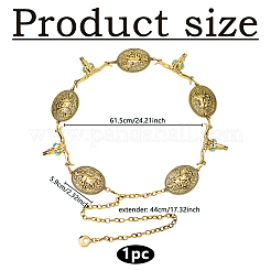 1 шт. тибетский стиль сплав овальный и череп крупного рогатого скота голова цепи звенья талии живота тела цепи для женщин&nbsp;AJEW-DC0003-23AG