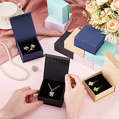 18 шт. 6-цветный квадратный бумажный магнитный флип-кейс для хранения ювелирных изделий в подарок CON-PH0003-02