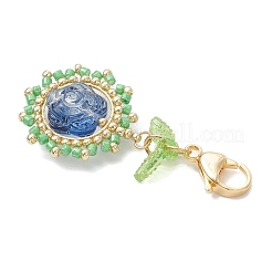 Подвесные украшения из розового стекла и стеклянных семян&nbsp;HJEW-MZ00336-02