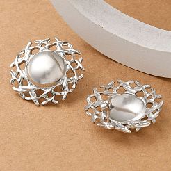 Плоские круглые серьги-гвоздики из нержавеющей стали 304 для женщин EJEW-M089-05P