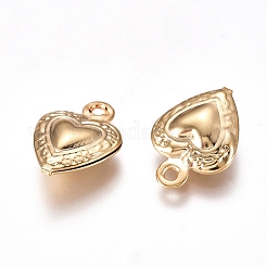 304ステンレススチールチャーム  ハート  24KGP本金メッキ  12x9x3mm  穴：1mm&nbsp;X-STAS-I138-14G