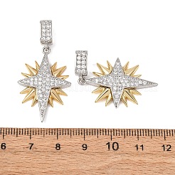 Messing micro pave klare zirkonia anhänger&nbsp;KK-G543-10GP-02
