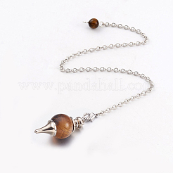 Природные маятники с тигровым глазом&nbsp;BJEW-E292-A09