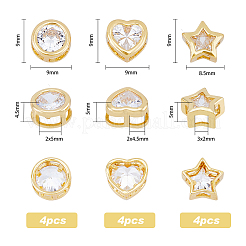 12 шт. 3-х стилевых латунных многорядных звеньев из кубического циркония KK-FH0005-09