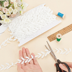 15ヤードのポリエステルリーフレーストリム  ギフトラッピング用リーフリボン  衣服の装飾  ホワイト  1インチ（25mm）&nbsp;DIY-WH0430-108