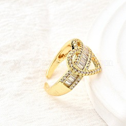 Манжеты из латуни с микро паве кубический цирконий для женщин RJEW-F184-03G