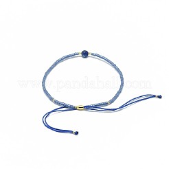 Регулируемые браслеты из бисера натурального лазурита BJEW-F391-A10