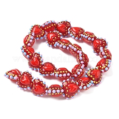 Запекаемые стеклянные бусины с рисунком в виде сердца&nbsp;LAMP-V001-09H