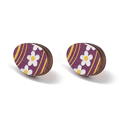 Пасхальные серьги-гвоздики из натурального дерева EJEW-C013-02A