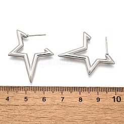変色しない304ステンレススチール製スタッドピアス（女性用）  スター  ステンレス鋼色  31x26x2.2mm&nbsp;STAS-D084-25P