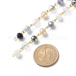 Catene di perline rondelle sfaccettate in vetro placcato a mano&nbsp;AJEW-JB01137-03