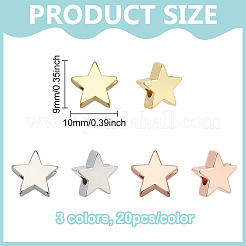 60pcs 3 Farben Messingperlen&nbsp;KK-PH0012-16