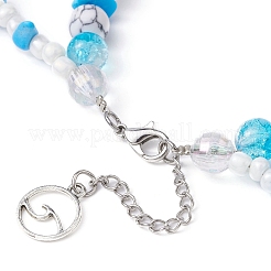 Колье с подвеской в виде черепахи и морской звезды из синтетической бирюзы NJEW-JN04481-02