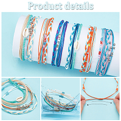 6 комплект из 6-х браслетов из натуральных ракушек с плетением из бусин&nbsp;BJEW-PH0004-18