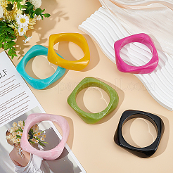 6 bracelet en acrylique bicolore pour femme&nbsp;BJEW-ME0001-03A