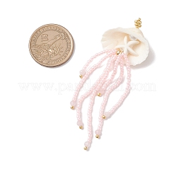 Большие подвески в виде медуз из натурального розового кварца и синтетической бирюзы&nbsp;PALLOY-MZ00870-02