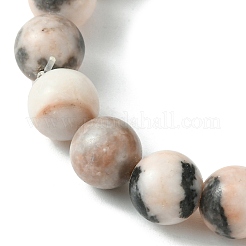Braccialetto elasticizzato con perline rotonde di diaspro zebrato rosa naturale&nbsp;BJEW-JB09792