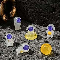 30個 6スタイル エーテルテーマ 蓄光樹脂 月と宇宙飛行士の彫刻 ディスプレイ装飾  ホームオフィスデスク用  暗闇で光る  混合図形  15~22.5x13~21.5x16~26mm  5個/スタイル&nbsp;DJEW-CJ0001-36