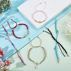 12шт 6-х цветные полуготовые плетеные браслеты из нейлоновых ниток AJEW-NB0003-62