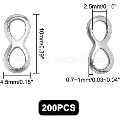 304ステンレススチールリンクコネクター  無限大  ステンレス鋼色  4.5x10x0.7~1mm  穴：2.5x3.3~3.5mm  200個/箱&nbsp;STAS-UN0018-82P