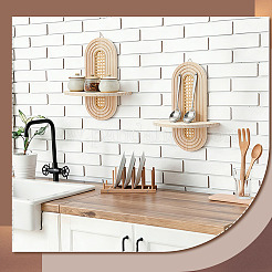 4 ensemble d'étagère de rangement ovale en bois à fixer au mur&nbsp;WOCR-WA0001-02A