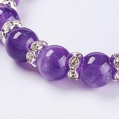 Природный аметист браслеты простирания&nbsp;BJEW-JB03210-05