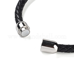 Pulseras de cordón de cuero trenzado con cuentas redondas de rubí natural en zoisita para hombres y mujeres&nbsp;BJEW-A009-11P-09