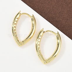 Серьги-кольца с микропаве из прозрачного кубического циркония и конским глазом из латуни EJEW-G446-04B-G