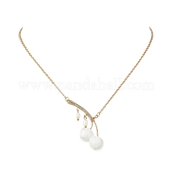 Collane da donna con ciondolo a forma di fiore in vetro lavorato a mano e perle coltivate d'acqua dolce&nbsp;NJEW-TA00259