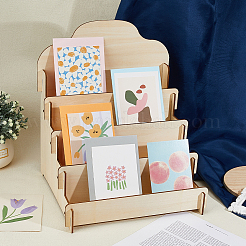 4-ярусная деревянная подставка для поздравительных открыток&nbsp;ODIS-WH0022-31