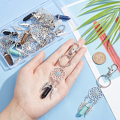 10 шт. плетеная сетка/паутина с подвесными украшениями из сплава перьев HJEW-NB0001-83