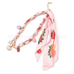 Ожерелья с подвесками в форме ракушки из морской звезды и клубники из нержавеющей стали 304&nbsp;LS-NJEW-D344-02G