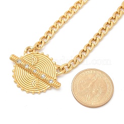 304 нержавеющая сталь кристалл горный хрусталь плоская круглая подвеска витая цепочка ожерелья для женщин&nbsp;LS-STAS-Z117-11G