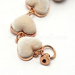 Цепь звена сердца ткани ткани плюша сплава сплава для брелков diy&nbsp;AJEW-WH0188-88D