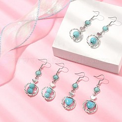 3 paio di orecchini pendenti in acciaio inossidabile 304 con perline sintetiche turchesi per donna&nbsp;EJEW-JE05380