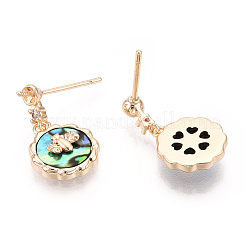 Серьги-гвоздики из латуни с микропаве в виде пчелы и кубического циркония KK-E107-15G-01