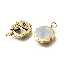 Латунные микро-паве прозрачные кубические цирконии с подвесками из натуральной ракушки пауа KK-G525-15G