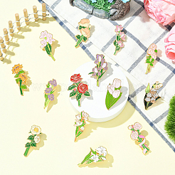 14 шт. 14 шт. эмалевых булавок с цветочным узором&nbsp;JEWB-CJ0001-75